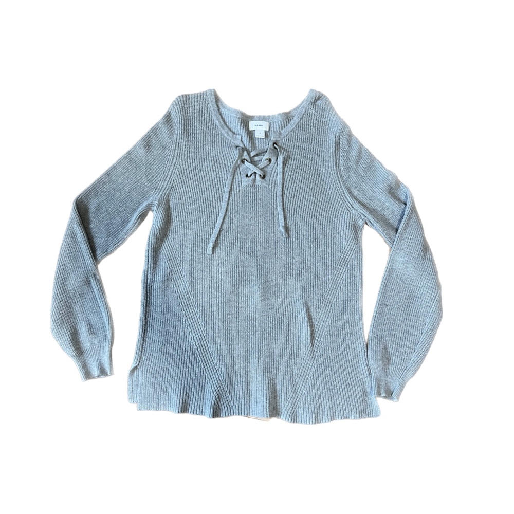 Old Navy Gray Tie Front Sweater